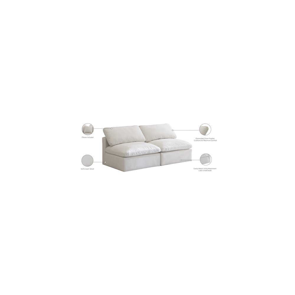 Plush Cream Velvet Standard Comfort Modular Sofa