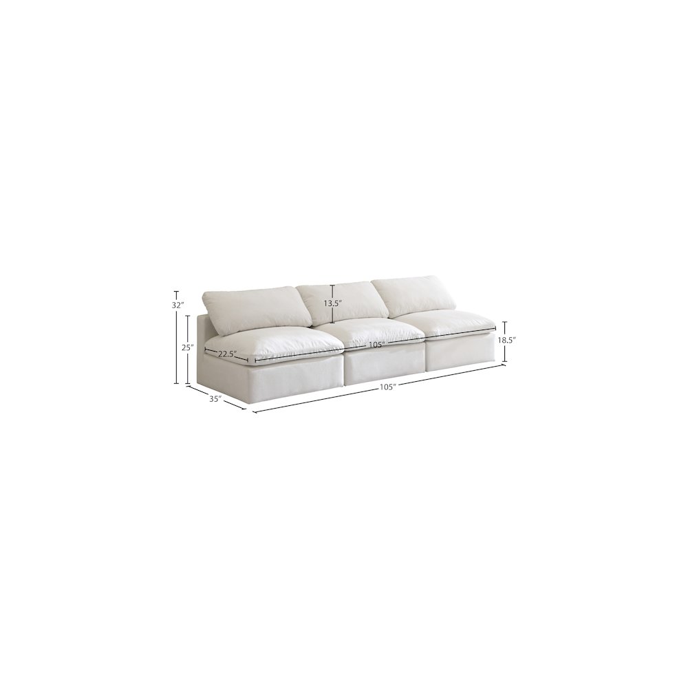 Plush Cream Velvet Standard Comfort Modular Sofa