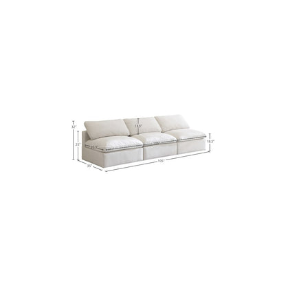 Plush Cream Velvet Standard Comfort Modular Sofa