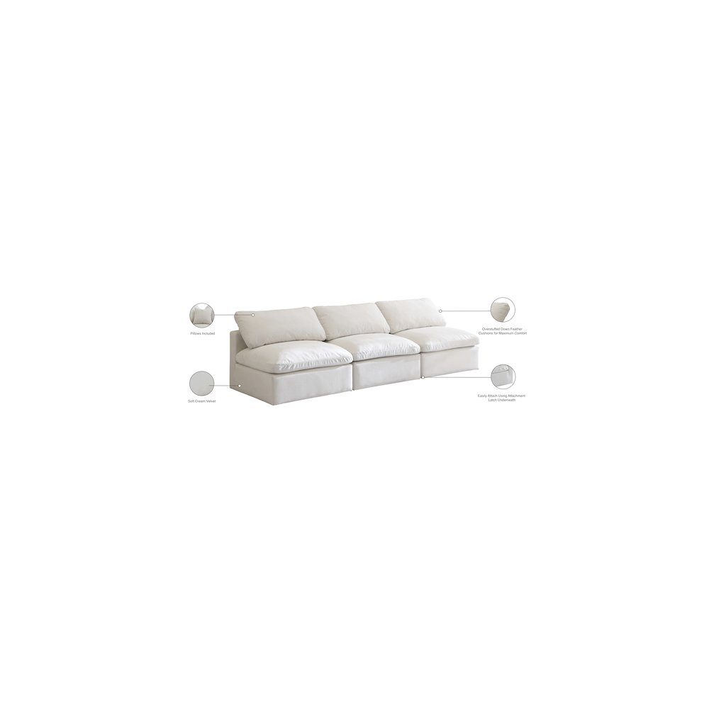 Plush Cream Velvet Standard Comfort Modular Sofa