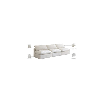 Plush Cream Velvet Standard Comfort Modular Sofa