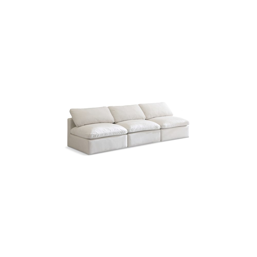 Plush Cream Velvet Standard Comfort Modular Sofa