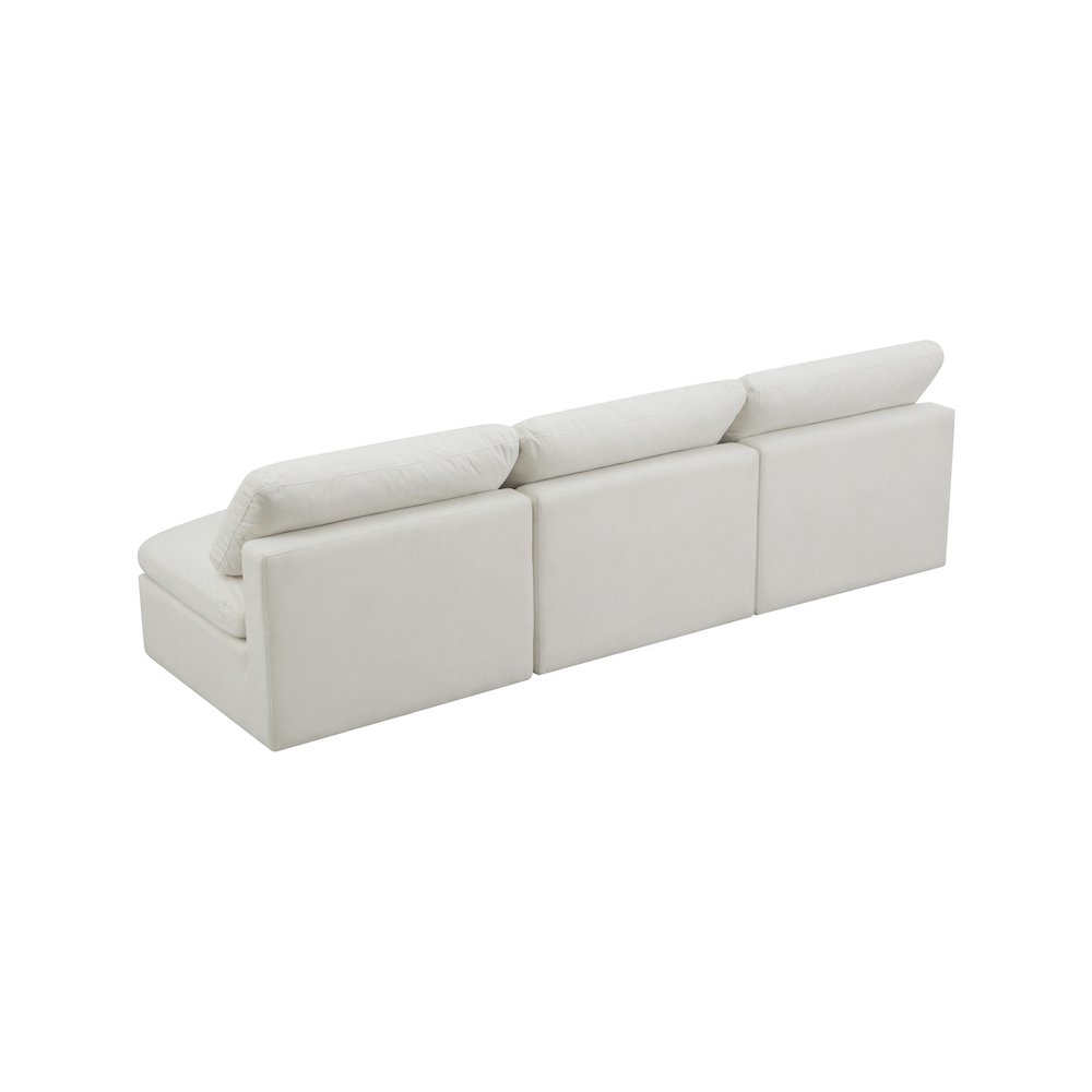 Plush Cream Velvet Standard Comfort Modular Sofa