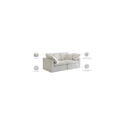 Plush Cream Velvet Standard Comfort Modular Sofa