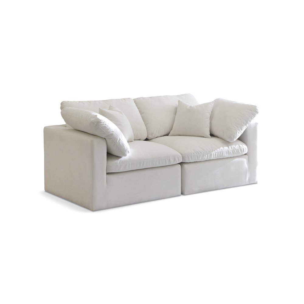 Plush Cream Velvet Standard Comfort Modular Sofa
