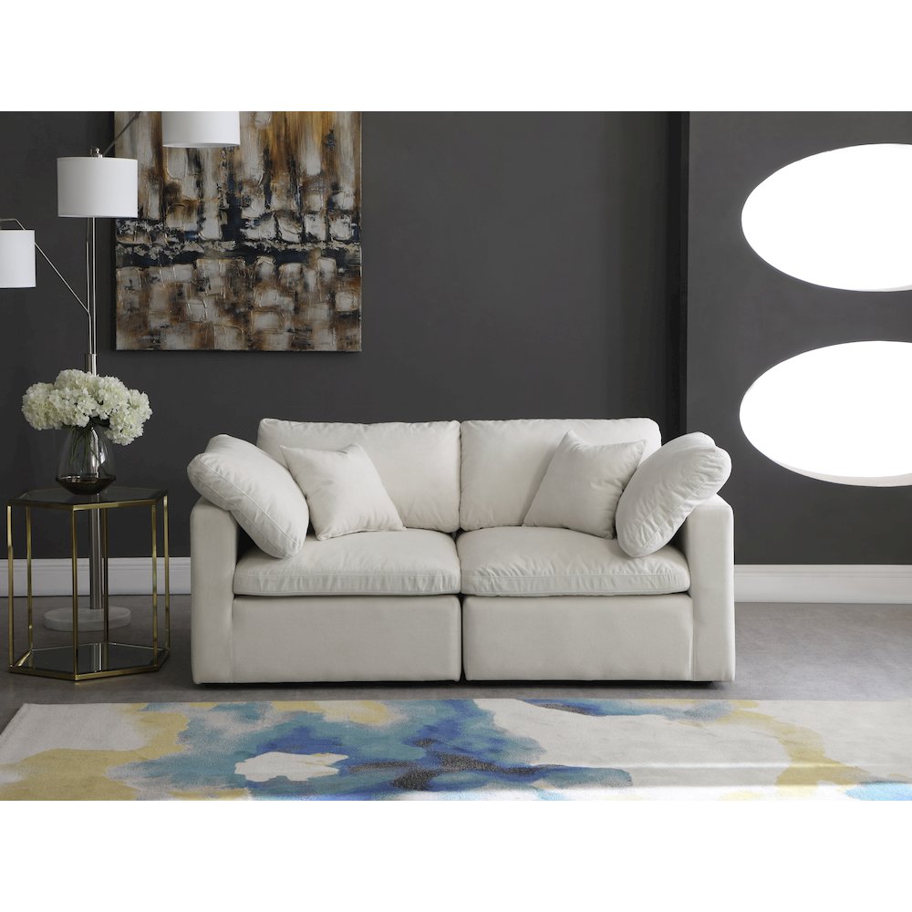 Plush Cream Velvet Standard Comfort Modular Sofa