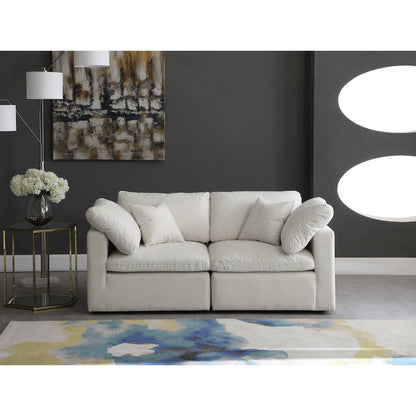 Plush Cream Velvet Standard Comfort Modular Sofa