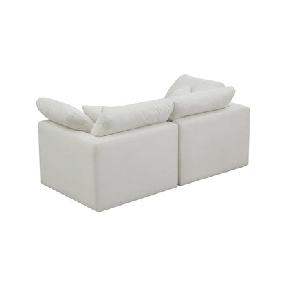 Plush Cream Velvet Standard Comfort Modular Sofa
