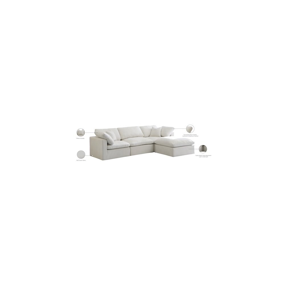 Plush Cream Velvet Standard Comfort Modular Sectional