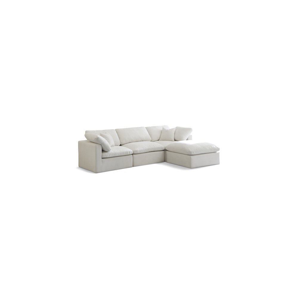 Plush Cream Velvet Standard Comfort Modular Sectional