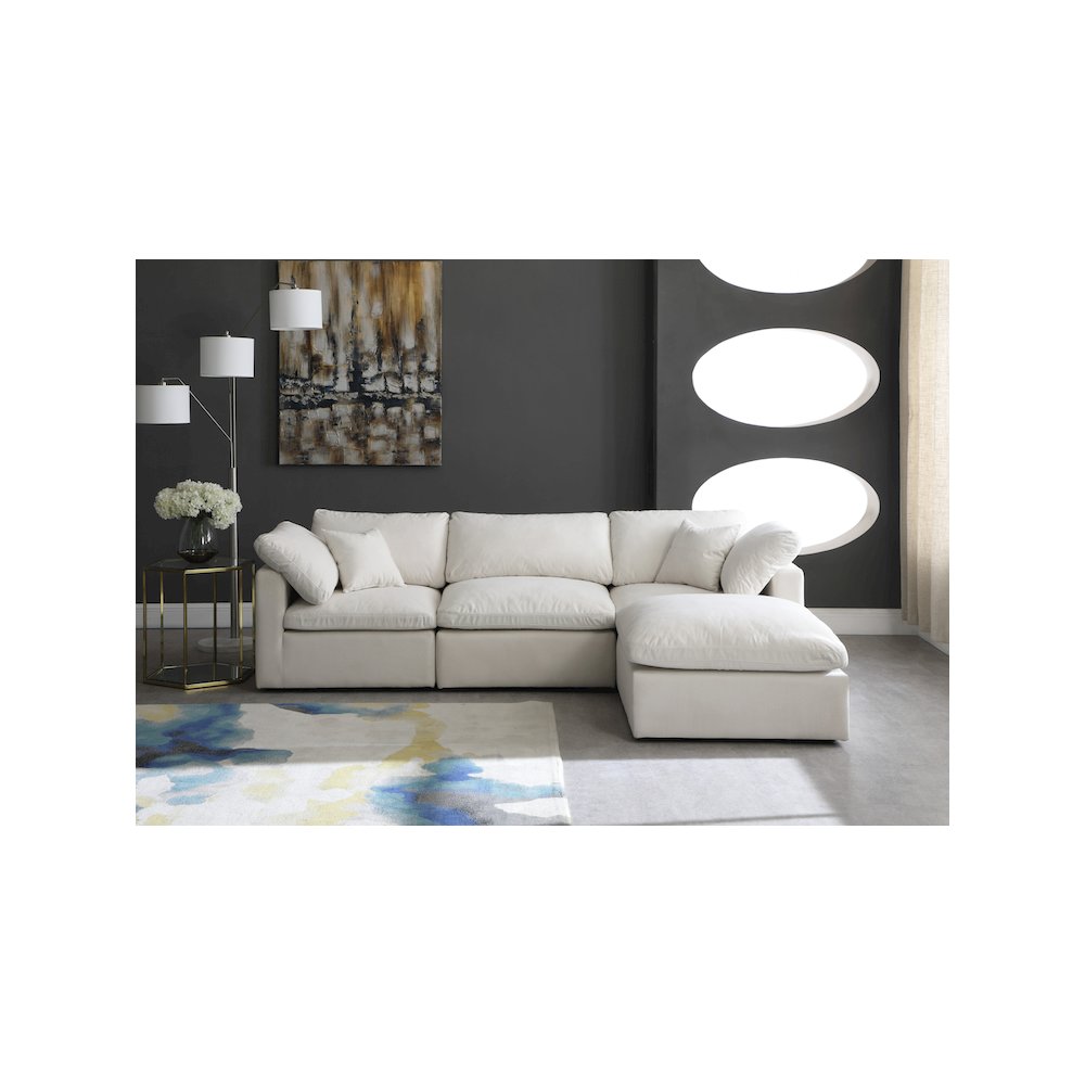 Plush Cream Velvet Standard Comfort Modular Sectional