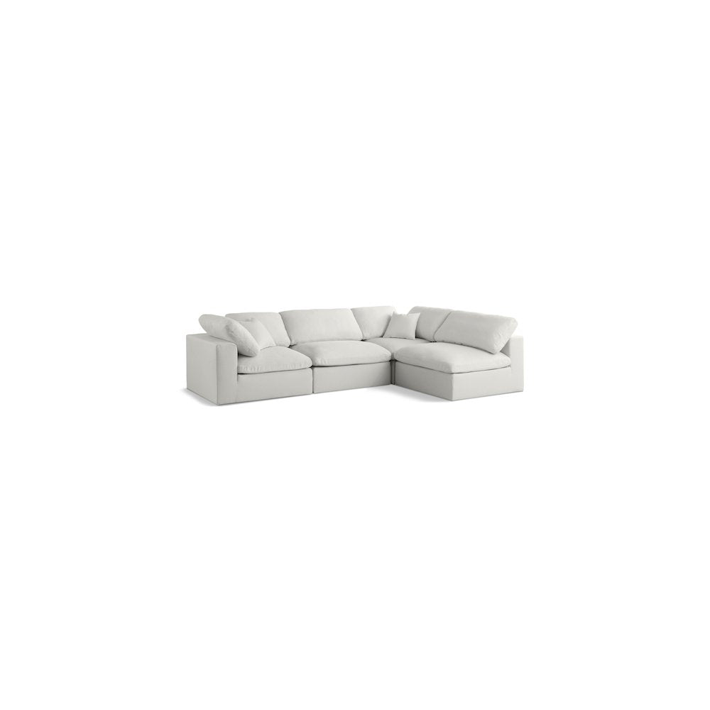 Plush Cream Velvet Standard Comfort Modular Sectional