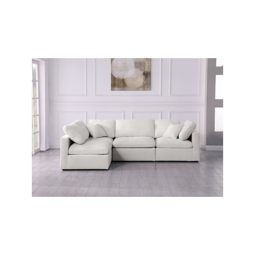 Plush Cream Velvet Standard Comfort Modular Sectional