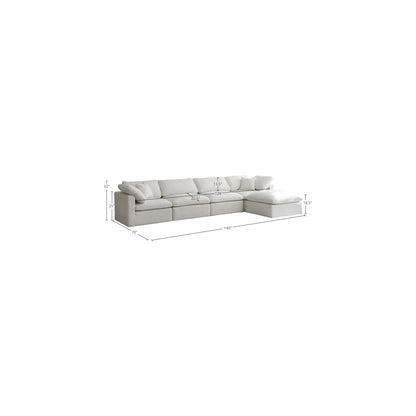 Plush Cream Velvet Standard Comfort Modular Sectional