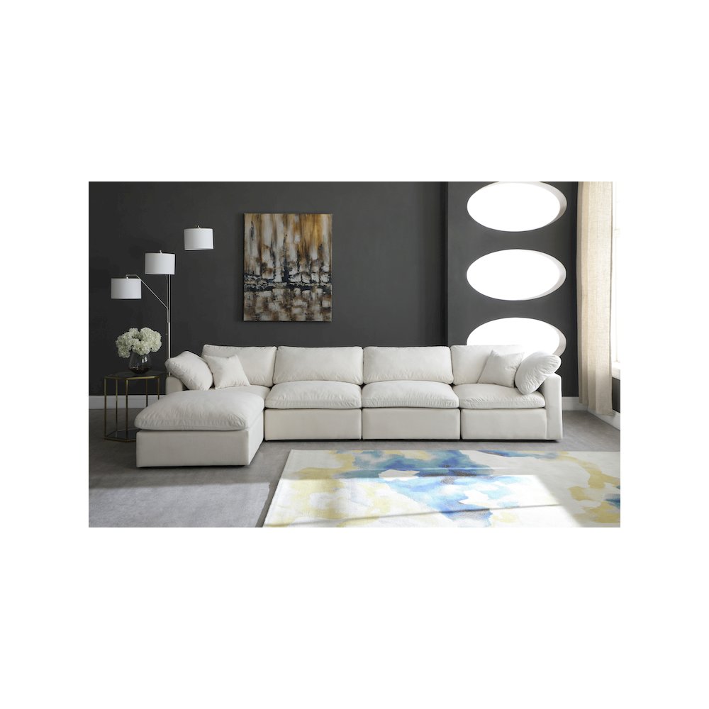 Plush Cream Velvet Standard Comfort Modular Sectional
