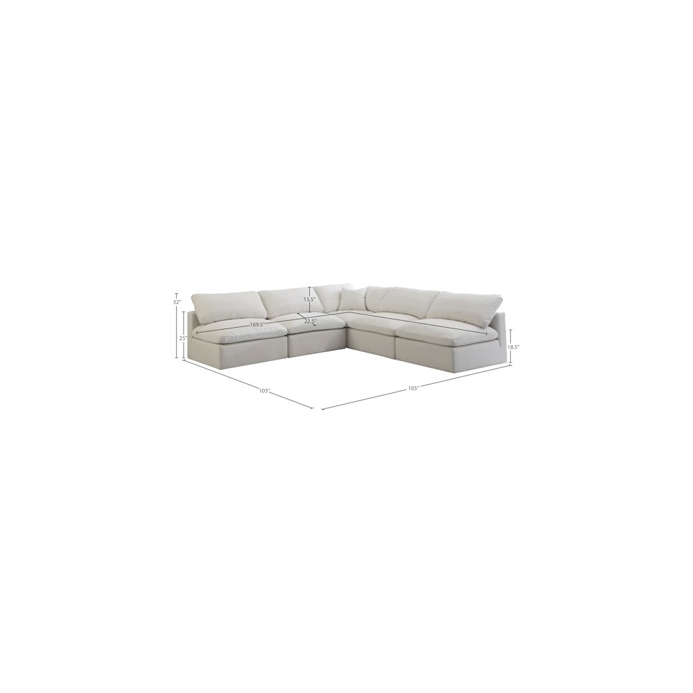 Plush Cream Velvet Standard Comfort Modular Sectional