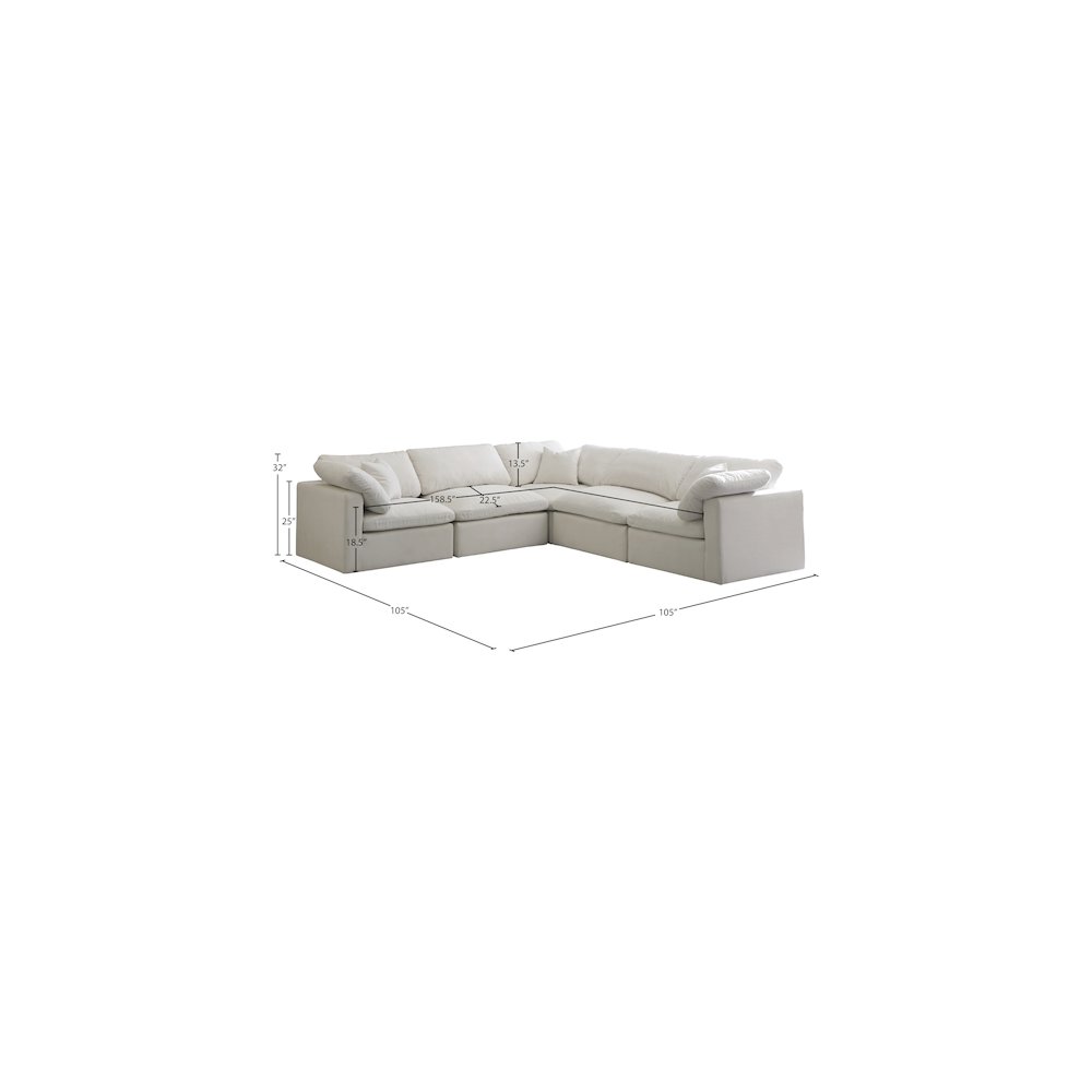 Plush Cream Velvet Standard Comfort Modular Sectional