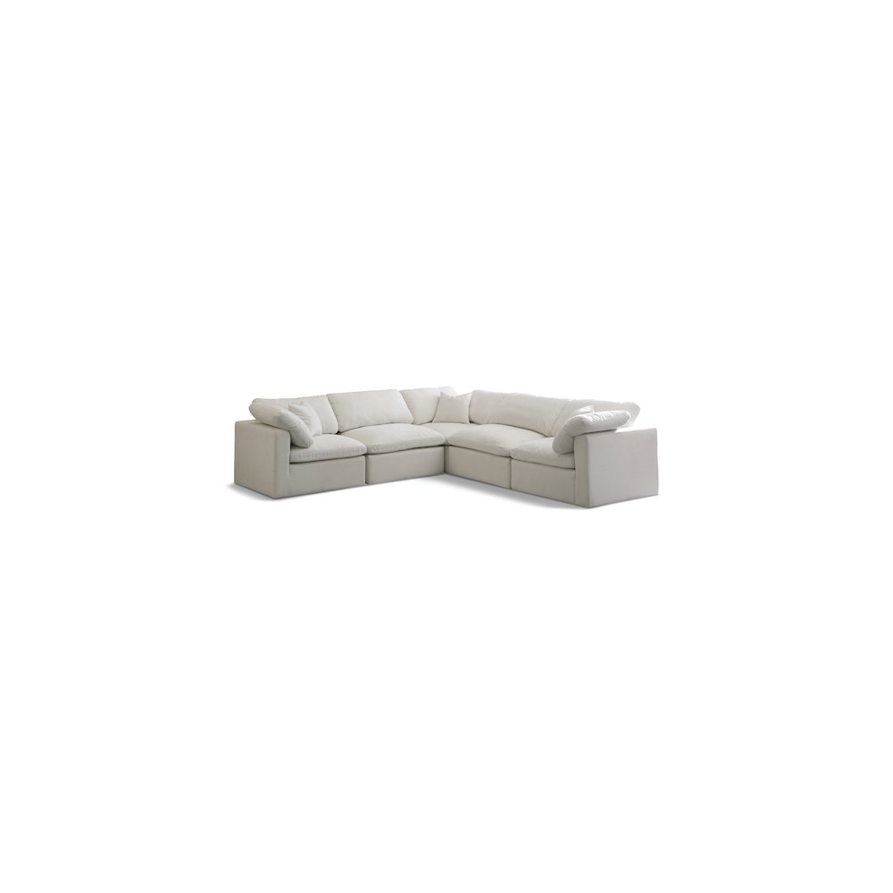 Plush Cream Velvet Standard Comfort Modular Sectional