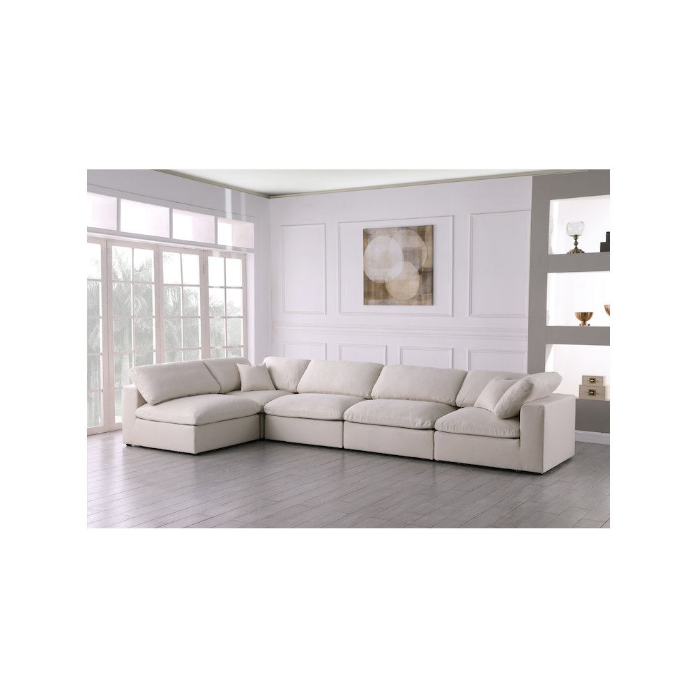Plush Cream Velvet Standard Comfort Modular Sectional