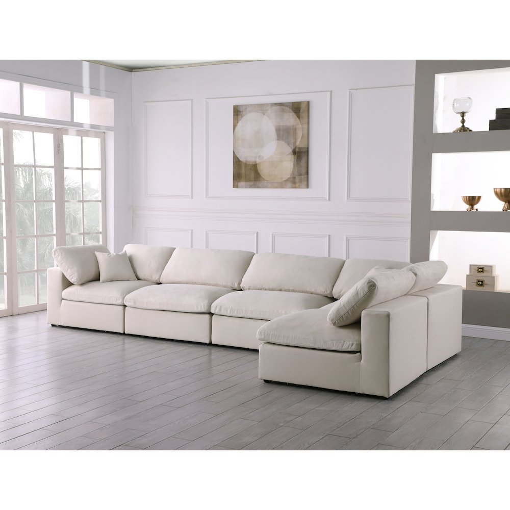 Plush Cream Velvet Standard Comfort Modular Sectional
