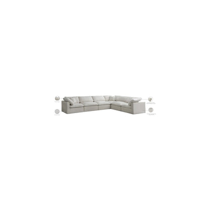 Plush Cream Velvet Standard Comfort Modular Sectional