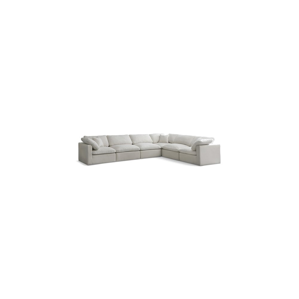 Plush Cream Velvet Standard Comfort Modular Sectional
