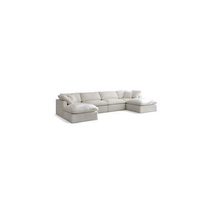 Plush Cream Velvet Standard Comfort Modular Sectional