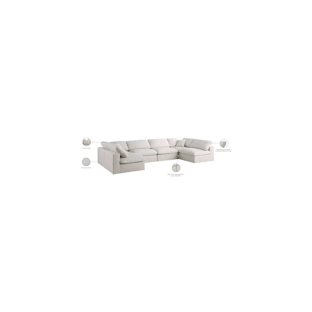 Plush Cream Velvet Standard Comfort Modular Sectional