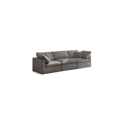 Plush Grey Velvet Standard Comfort Modular Sofa