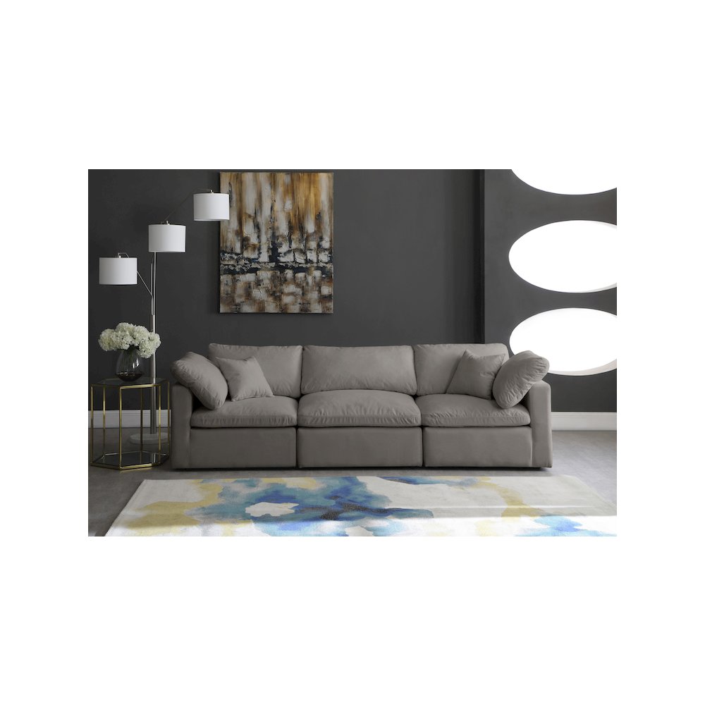 Plush Grey Velvet Standard Comfort Modular Sofa