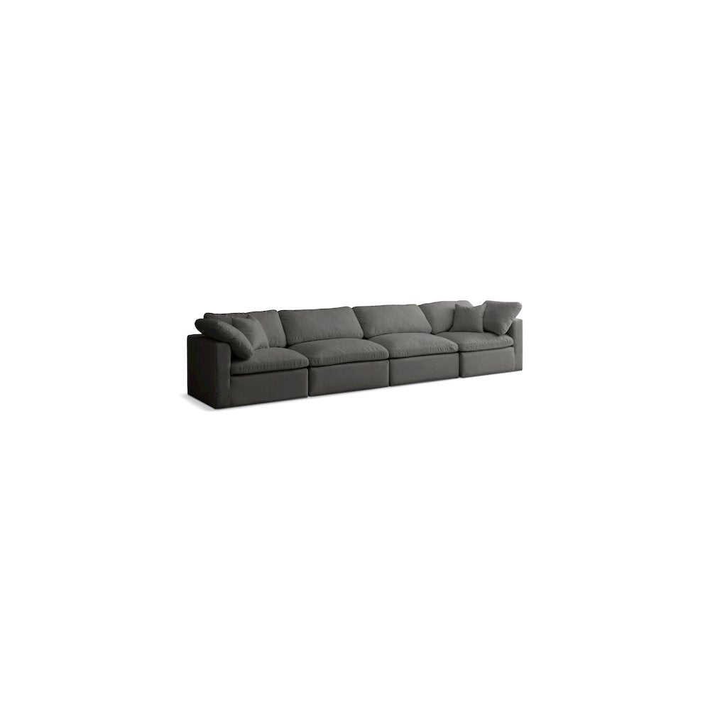 Plush Grey Velvet Standard Comfort Modular Sofa