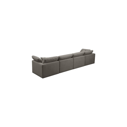 Plush Grey Velvet Standard Comfort Modular Sofa