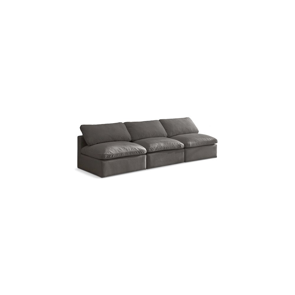 Plush Grey Velvet Standard Comfort Modular Sofa