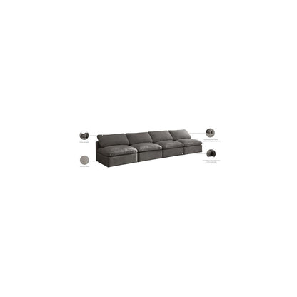 Plush Grey Velvet Standard Comfort Modular Sofa