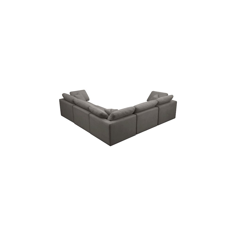 Plush Grey Velvet Standard Comfort Modular Sectional