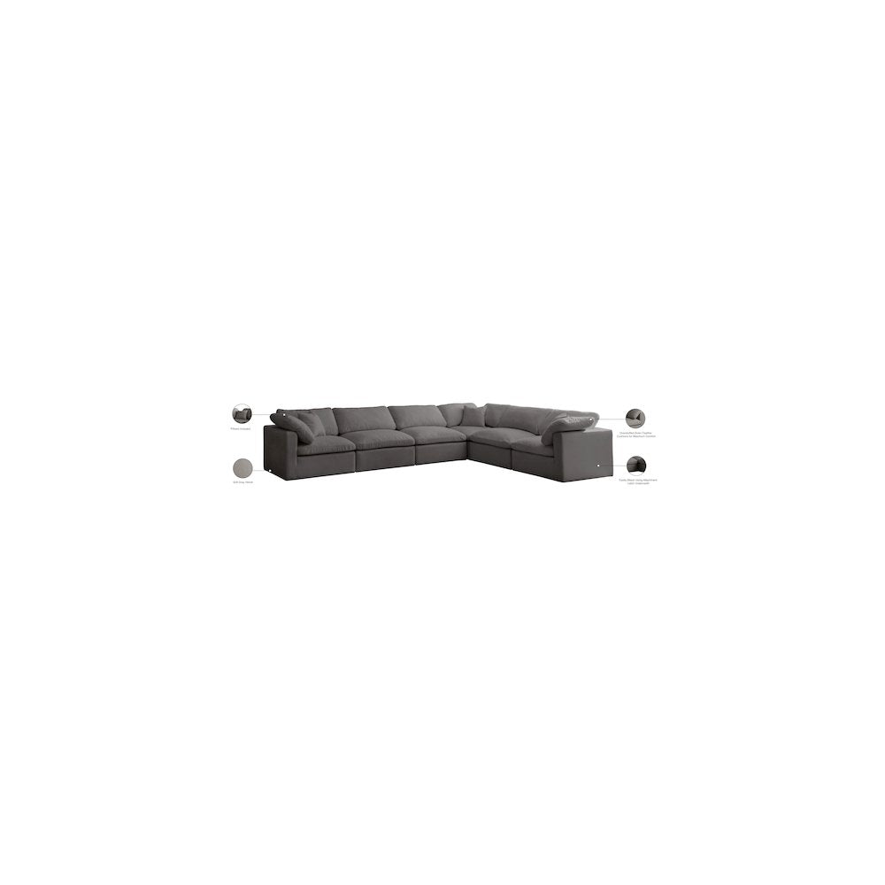 Plush Grey Velvet Standard Comfort Modular Sectional
