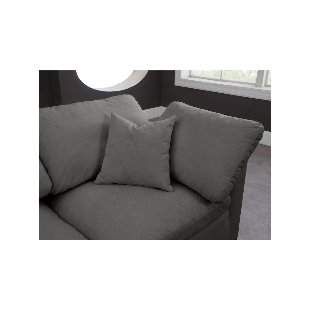 Plush Grey Velvet Standard Comfort Modular Sectional