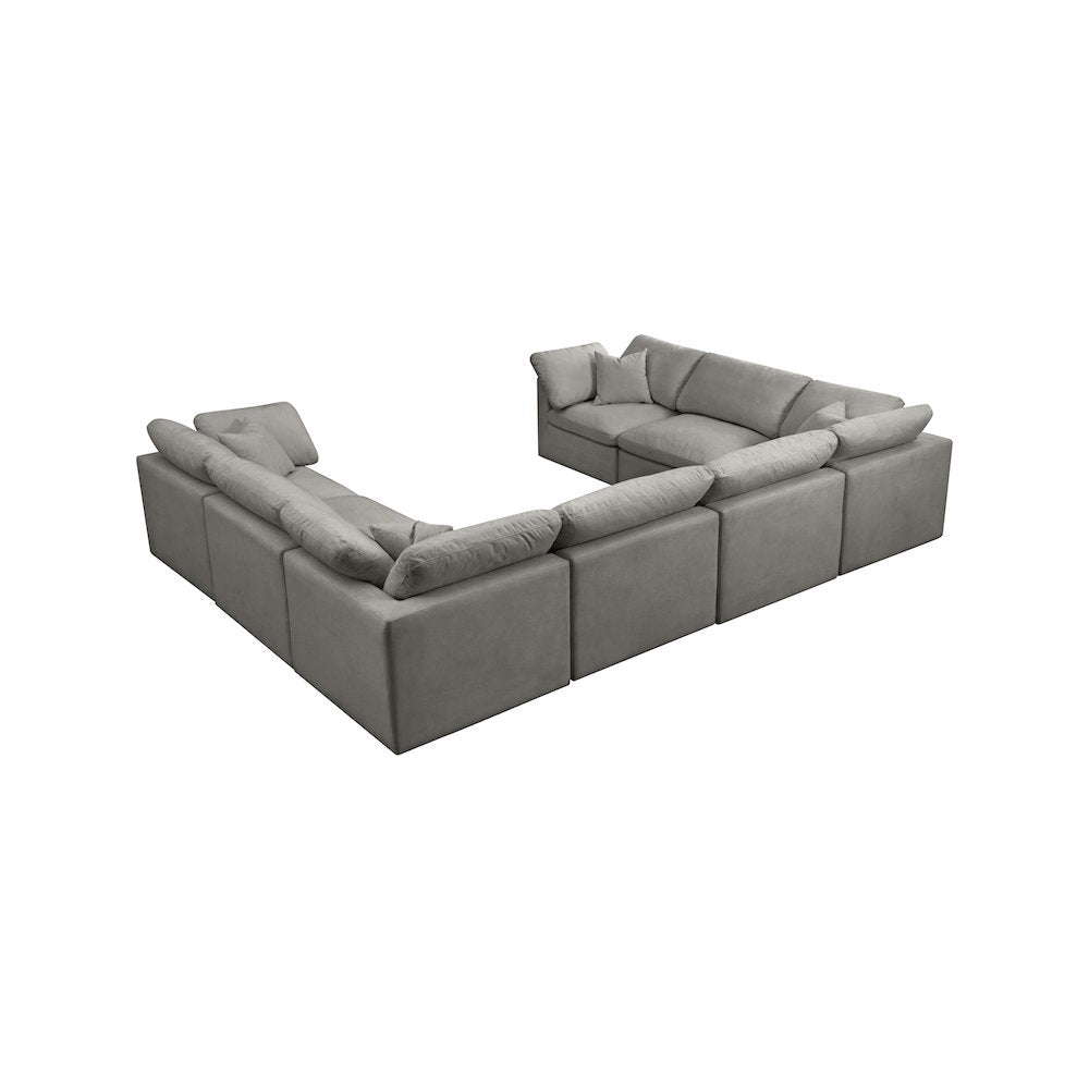 Plush Grey Velvet Standard Comfort Modular Sectional