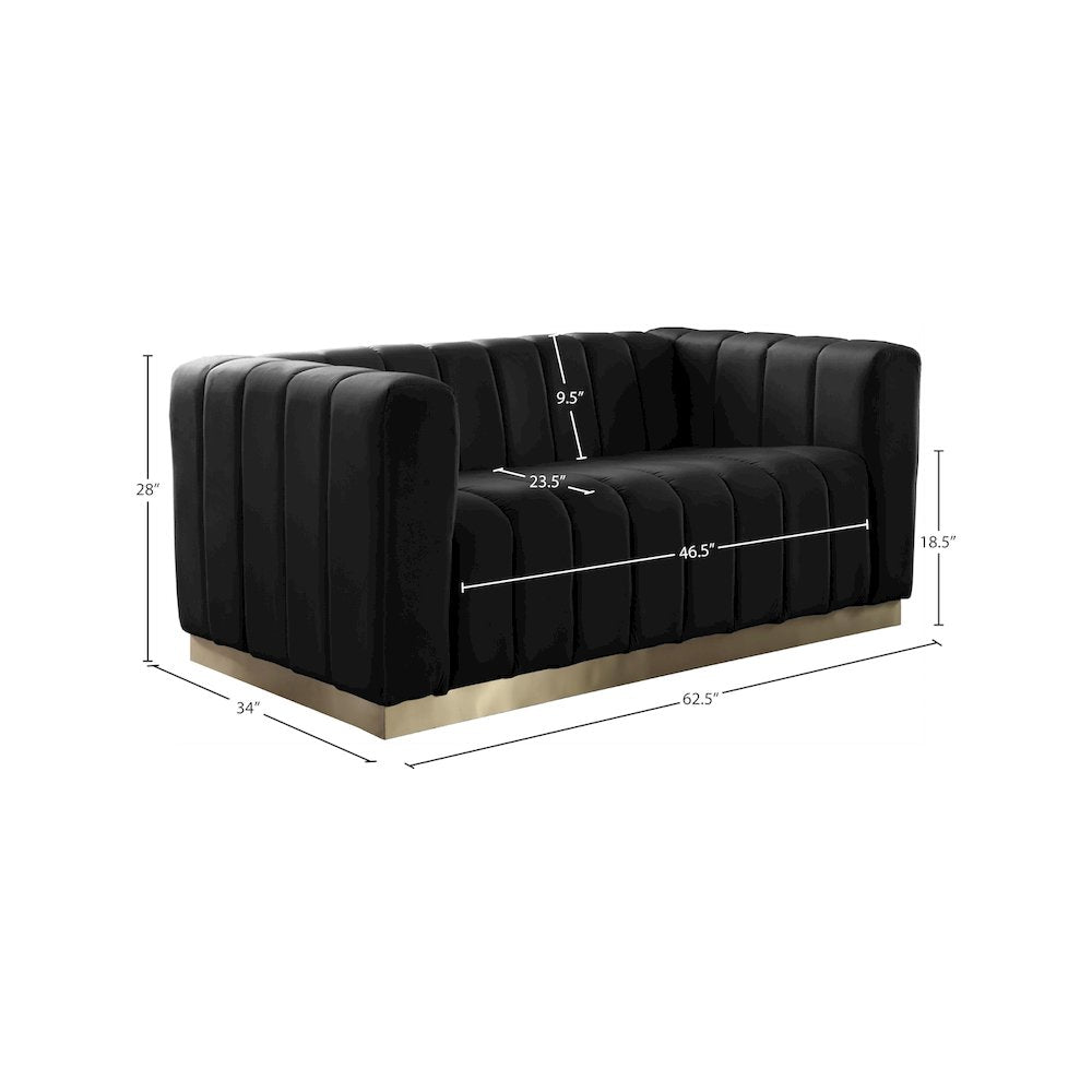 Marlon Black Velvet Loveseat