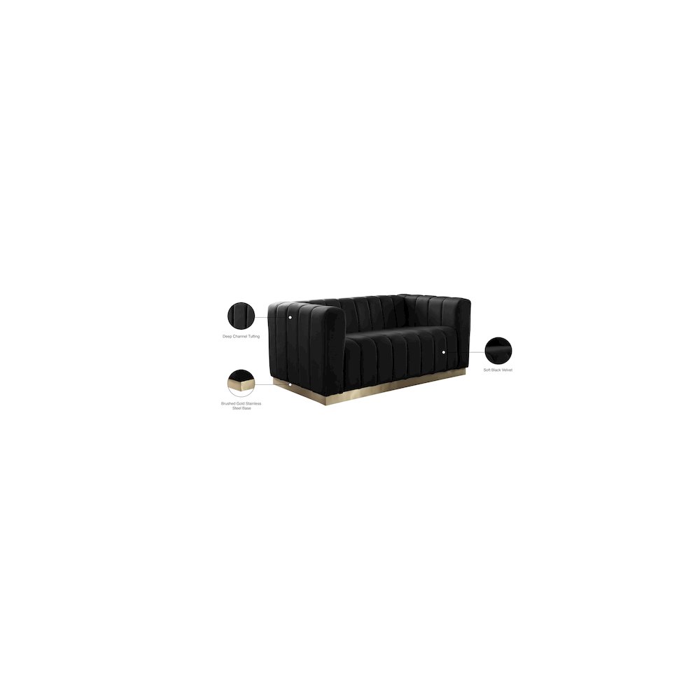 Marlon Black Velvet Loveseat