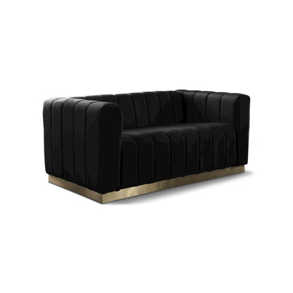 Marlon Black Velvet Loveseat
