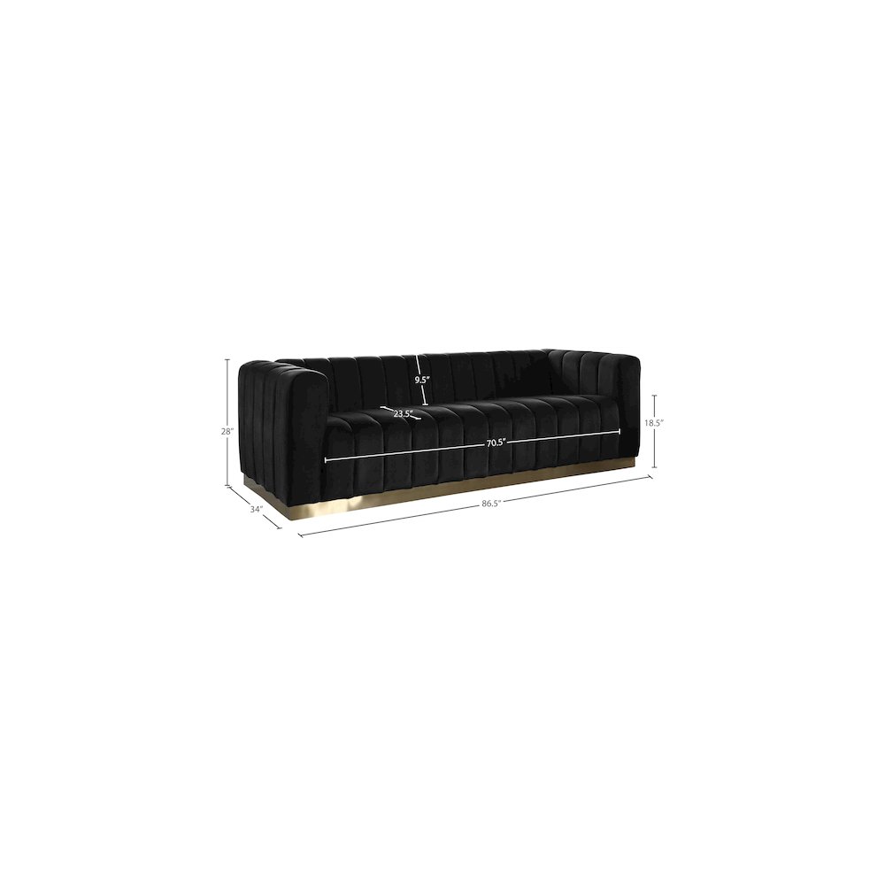 Marlon Black Velvet Sofa