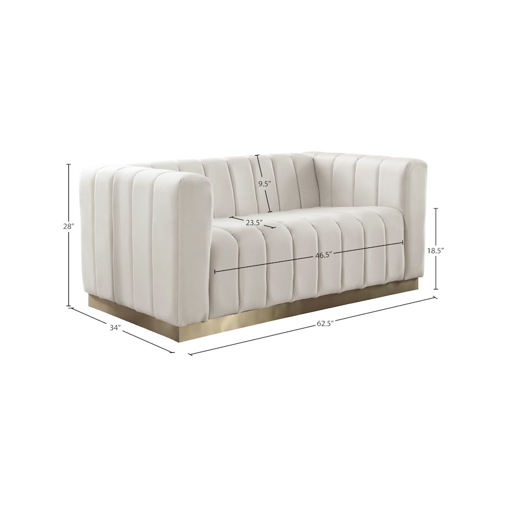 Marlon Cream Velvet Loveseat