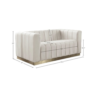 Marlon Cream Velvet Loveseat