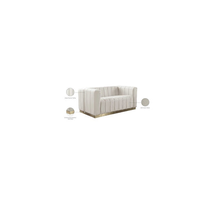 Marlon Cream Velvet Loveseat