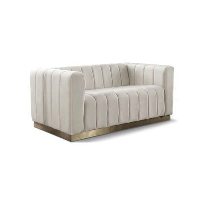 Marlon Cream Velvet Loveseat