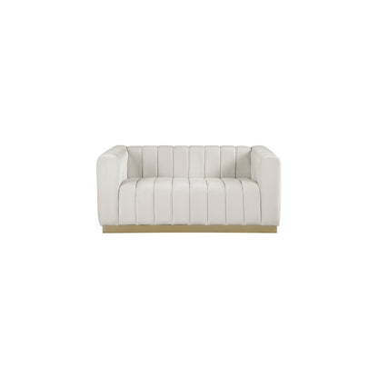 Marlon Cream Velvet Loveseat