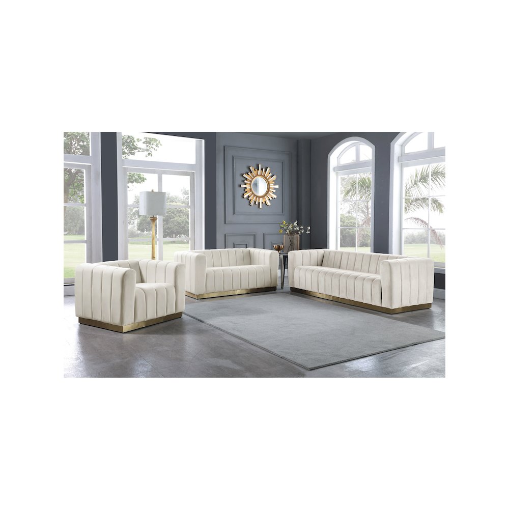 Marlon Cream Velvet Loveseat