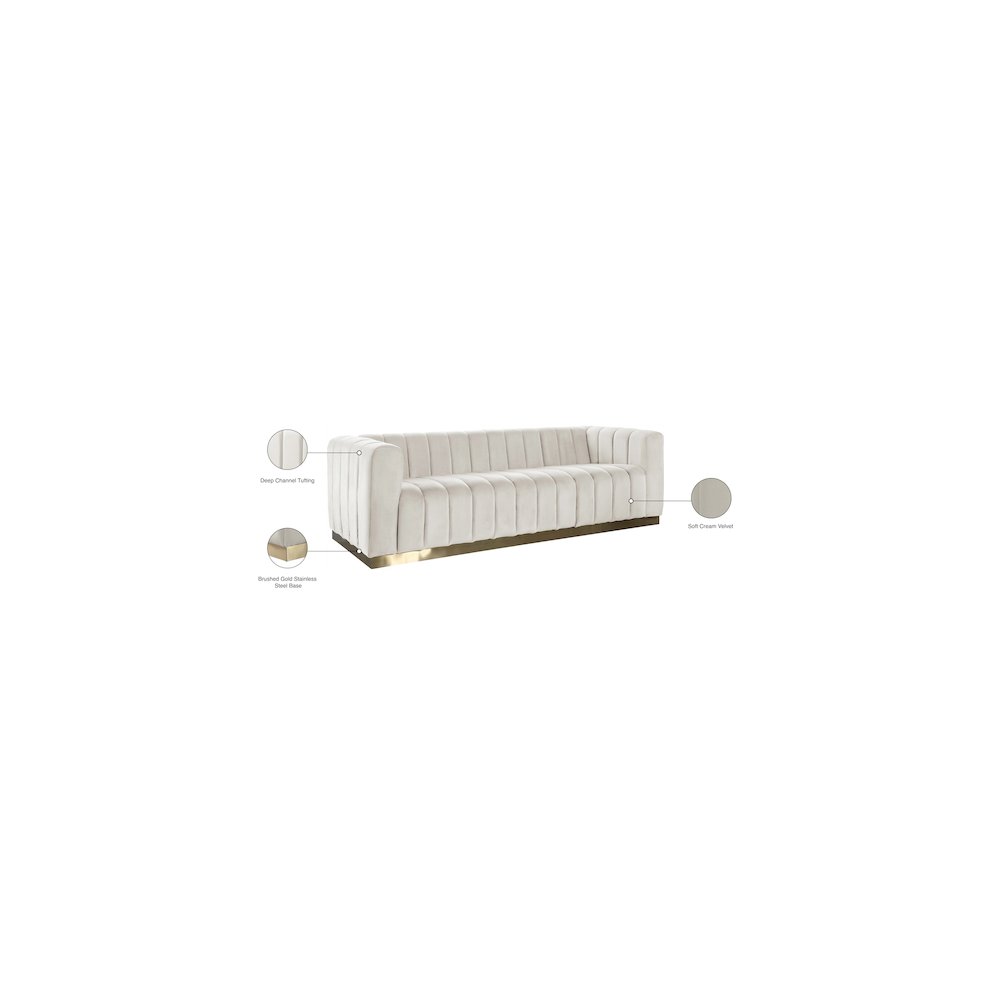 Marlon Cream Velvet Sofa