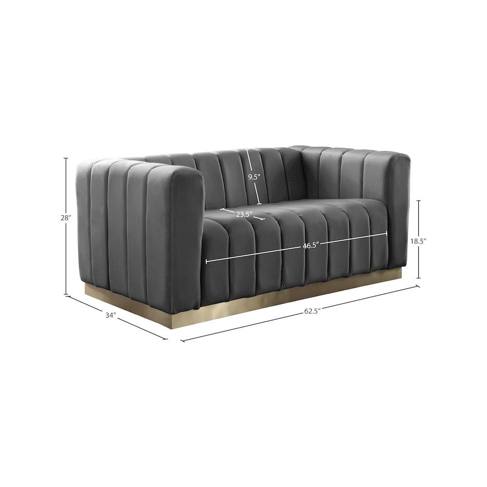 Marlon Grey Velvet Loveseat
